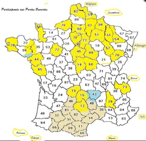la France Généalogique Carte des Associations Amies